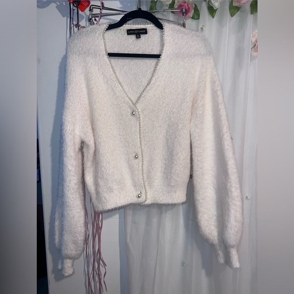 Almost Famous Cream Cardigan Sweater - image 1